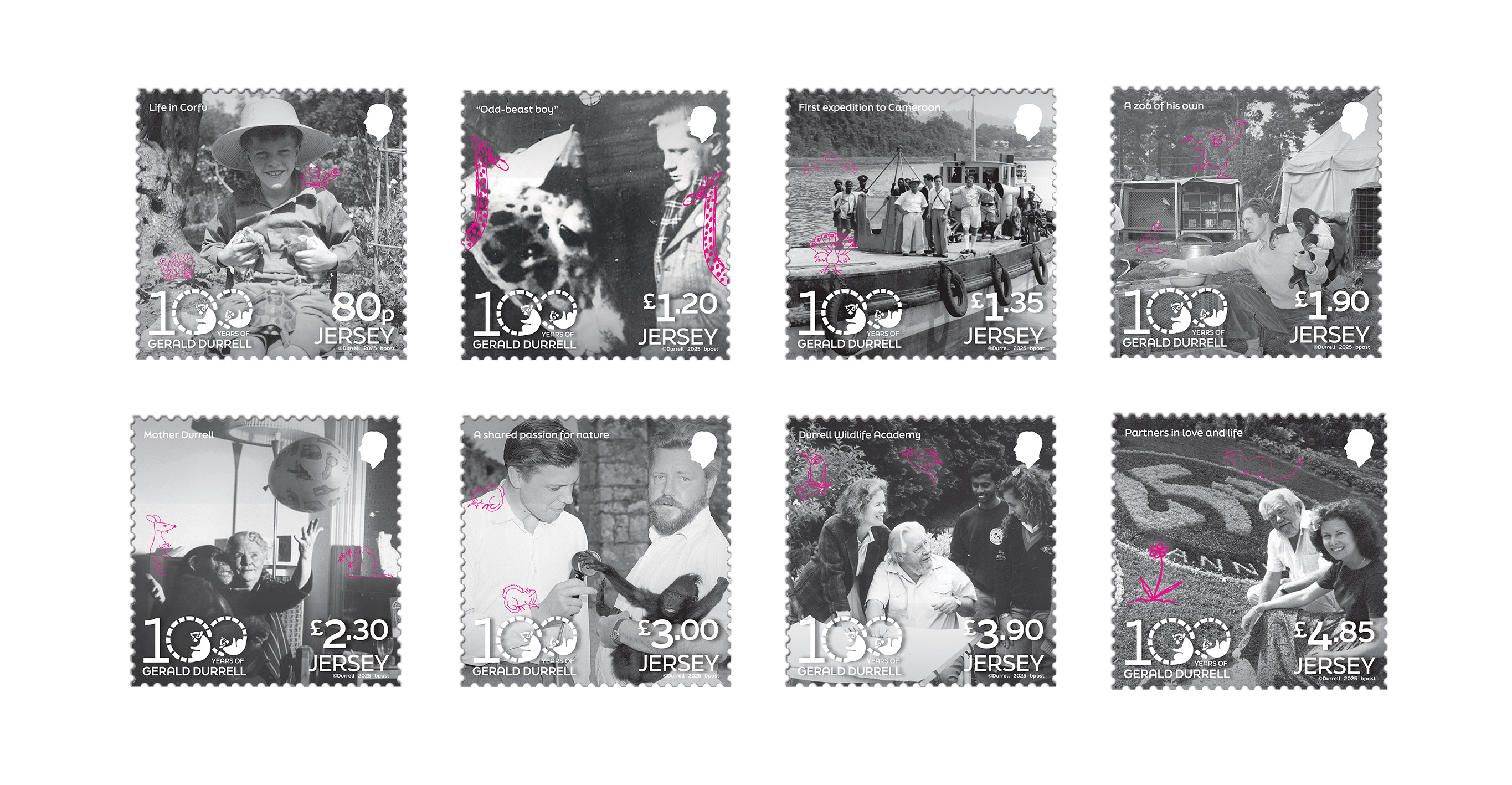 100 Years of Gerald Durrell: Dedication stamp set