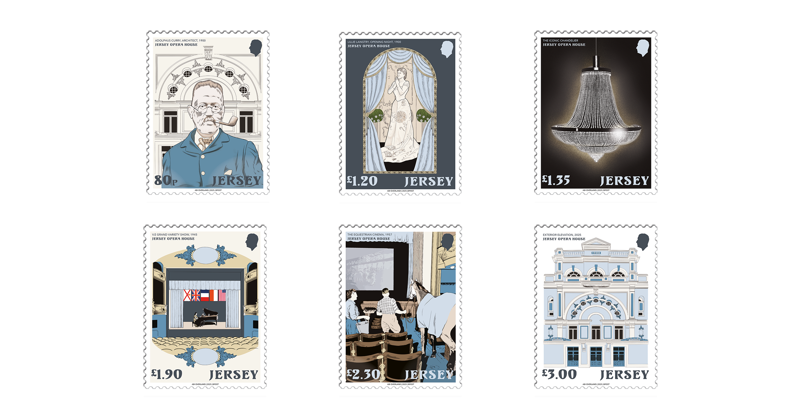 Jersey Opera House 125 Years stamp set Jersey Post